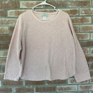 Vintage Oscar de la Renta Pink Floral Textured Sweater Large